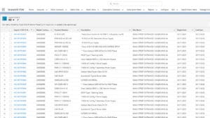 Maintenance contract grid for easy access to see status and renewal